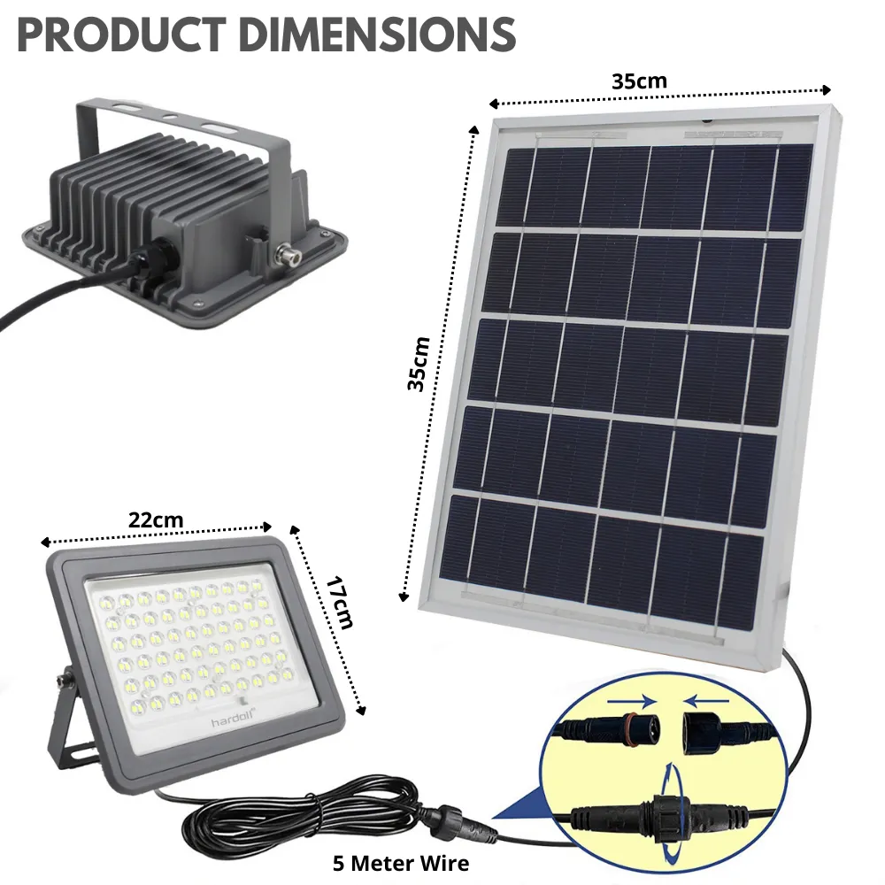 Hardoll 100W Solar Flood Light LED Outdoor for Lamp for Home Garden Waterproof(Cool White) Refurbished