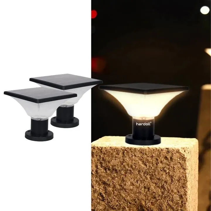 Hardoll 10W Solar Lights for Outdoor Home Waterproof Garden Waterproof Pillar Wall Gate Post Lamp Upgraded Model(Square Shape)