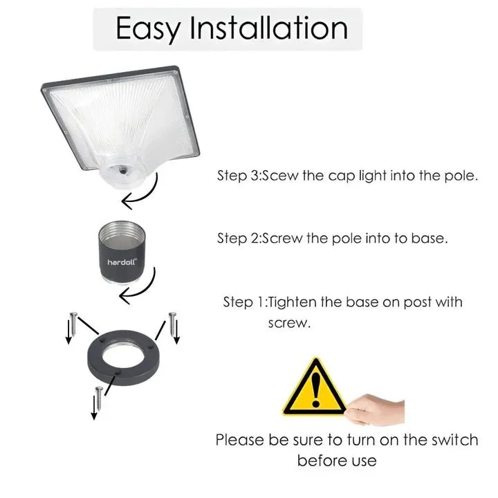 Hardoll 10W Solar Lights for Outdoor Home Waterproof Garden Waterproof Pillar Wall Gate Post Lamp Upgraded Model(Square Shape)