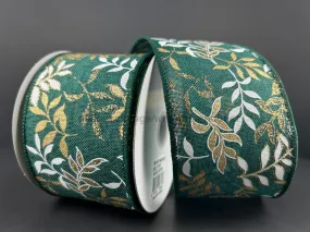 Hunter Linen with White/Gold Pressed Branches, 2.5"X10Y 71492-40-07