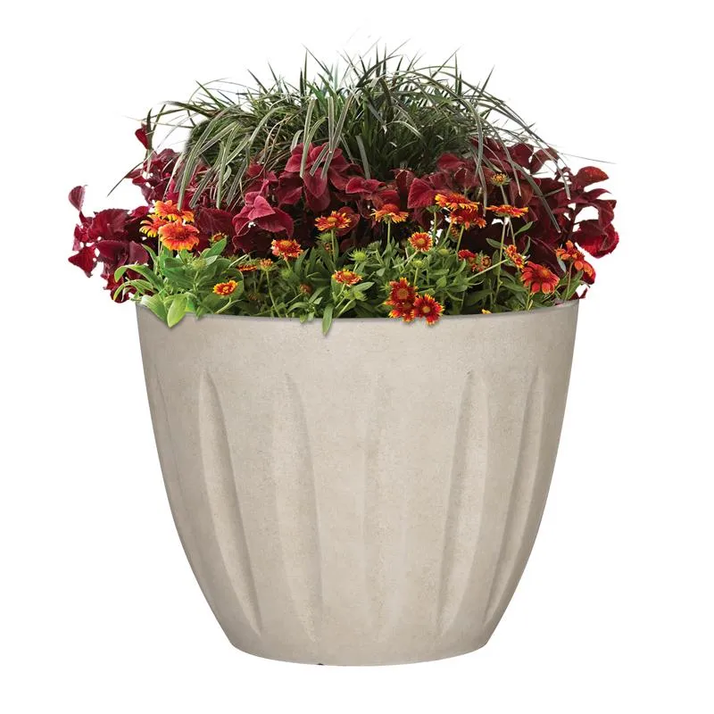 L&G Solutions 13 in. H X 16 in. D Polyresin Spritzer Planter Sand