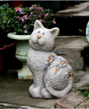 Large Lovely Cat Statue for Garden Courtyard Ornament, Animal Statue, Villa Outdoor Decor Gardening Ideas