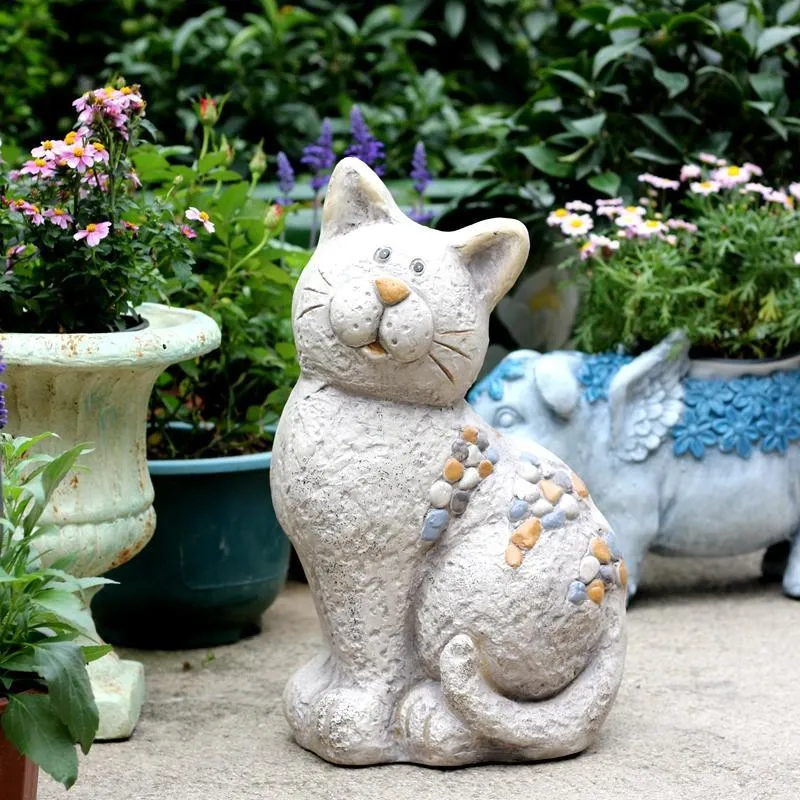 Large Lovely Cat Statue for Garden Courtyard Ornament, Animal Statue, Villa Outdoor Decor Gardening Ideas