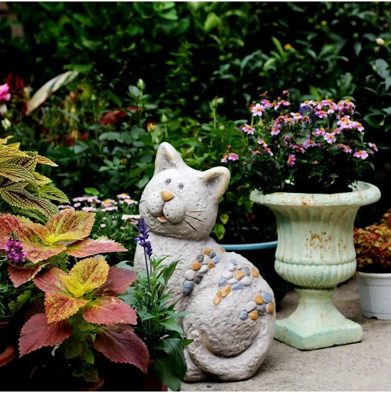 Large Lovely Cat Statue for Garden Courtyard Ornament, Animal Statue, Villa Outdoor Decor Gardening Ideas