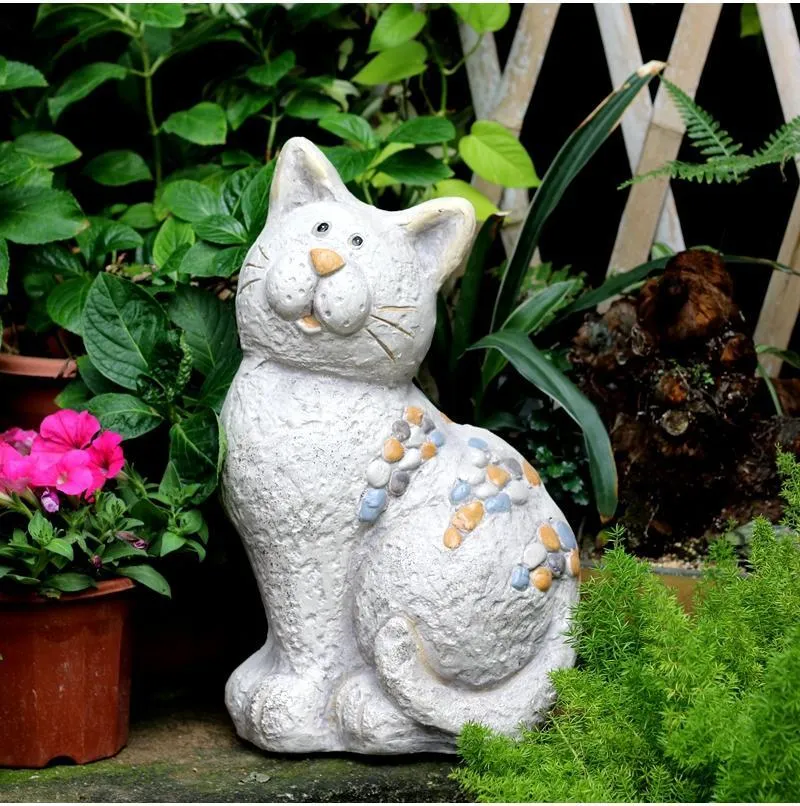 Large Lovely Cat Statue for Garden Courtyard Ornament, Animal Statue, Villa Outdoor Decor Gardening Ideas