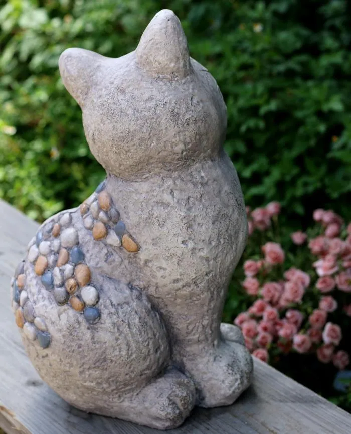 Large Lovely Cat Statue for Garden Courtyard Ornament, Animal Statue, Villa Outdoor Decor Gardening Ideas
