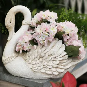 Large White Swan Flower Pot, Animal Statue for Garden Ornament, Swan Lovers Statues, Villa Courtyard Decor, Outdoor Decoration Ideas, Garden Ideas