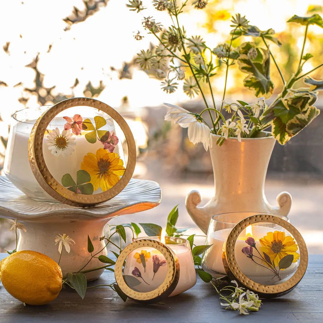 Lemon Blossom & Lychee Large Pressed Floral Candle