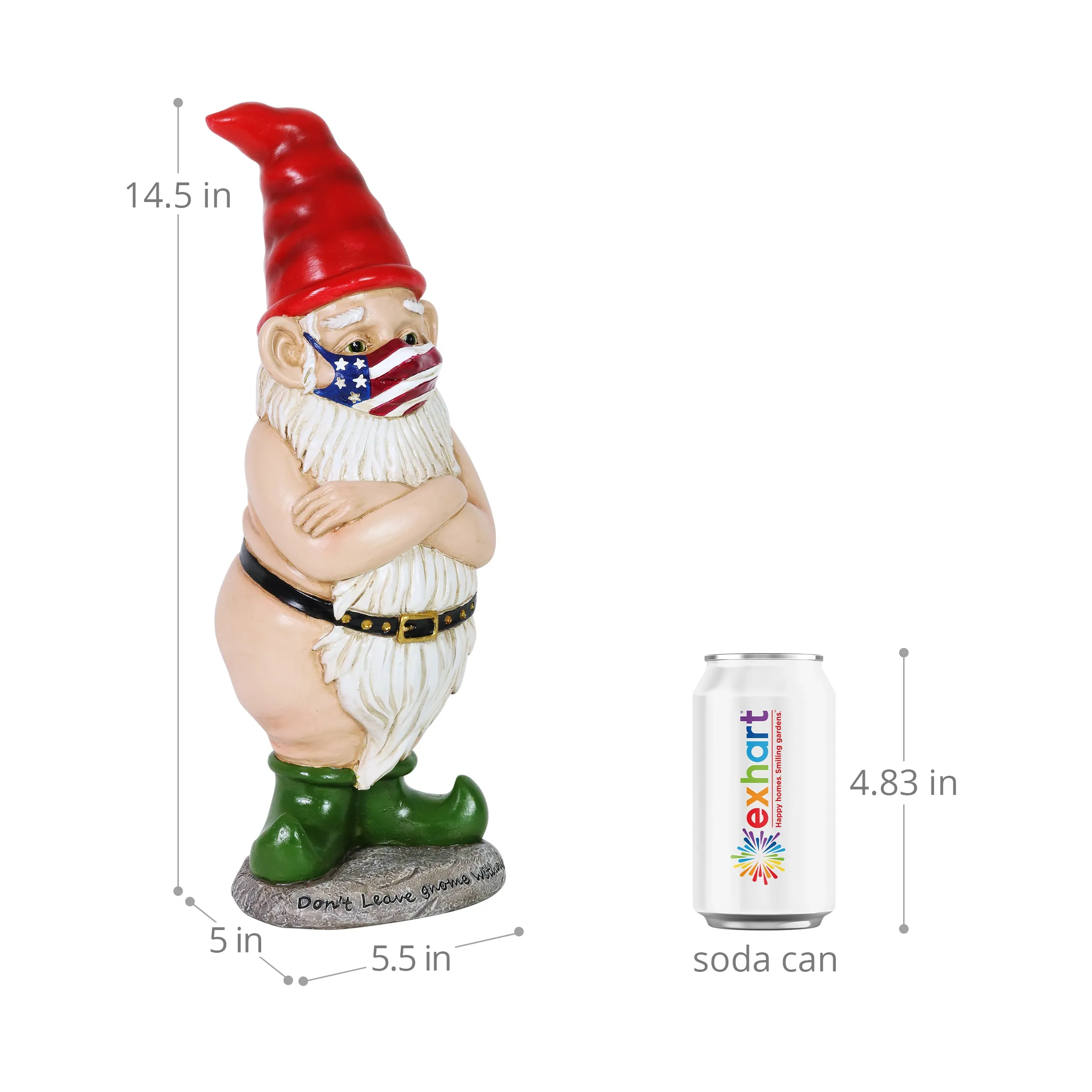 Limited Edition Good Time Patriot Pete Naked Gnome Statue, 14.5 Inches