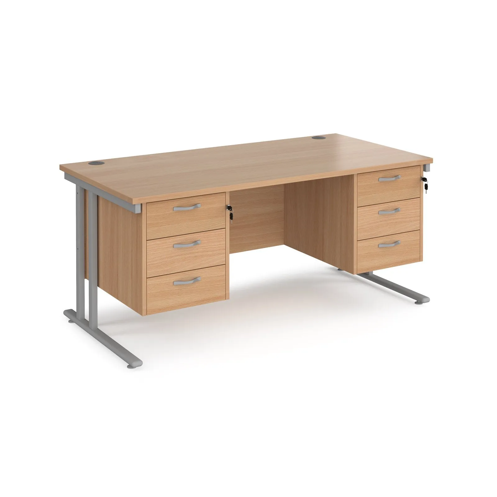 Maestro 25 cantilever 800mm deep desk with 2 x 3 drawer peds