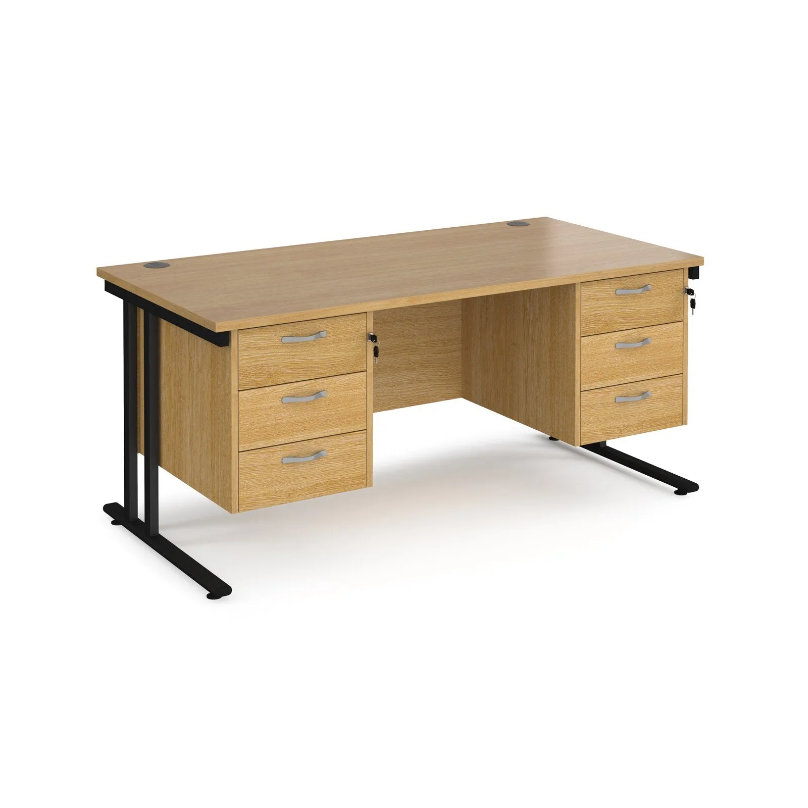 Maestro 25 cantilever 800mm deep desk with 2 x 3 drawer peds
