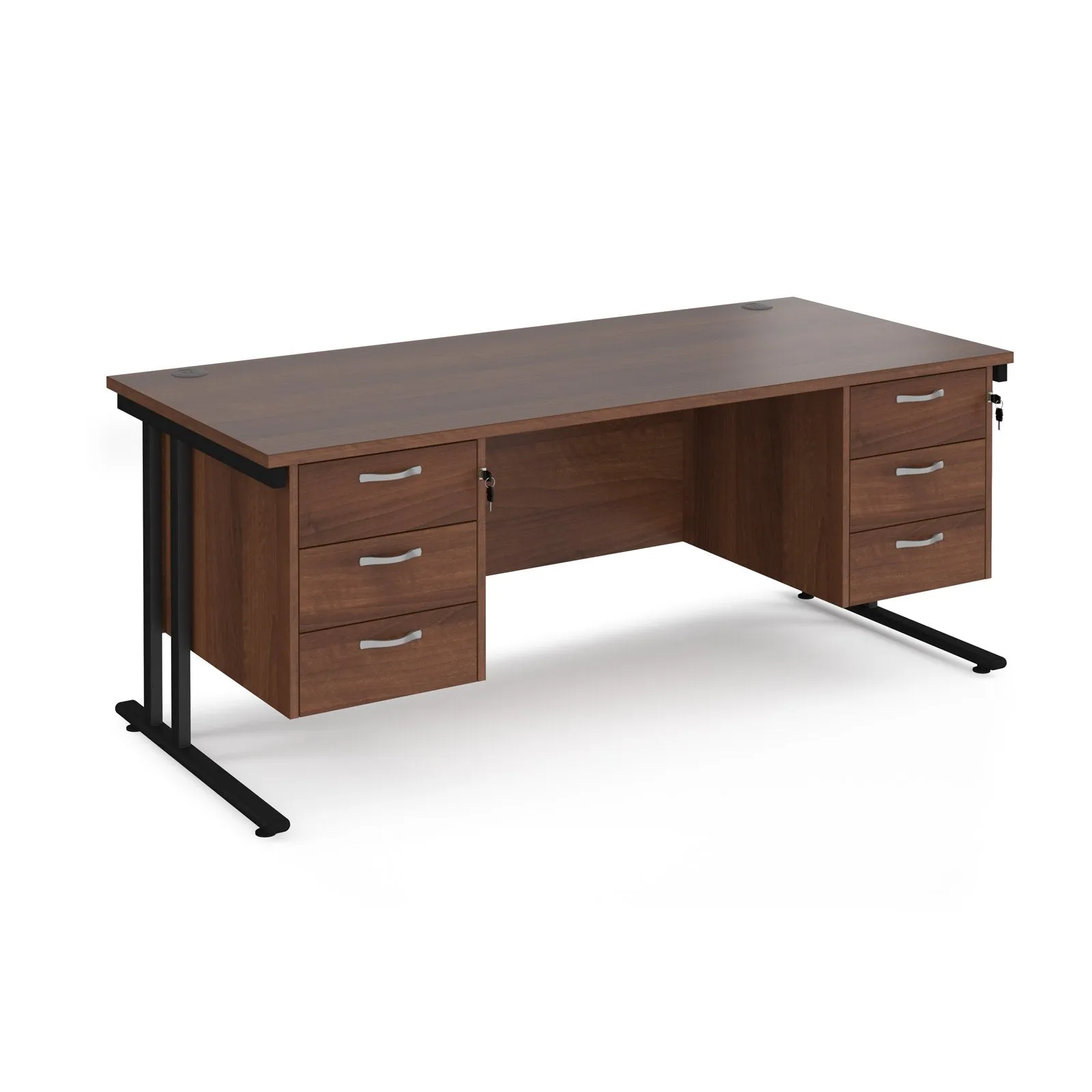 Maestro 25 cantilever 800mm deep desk with 2 x 3 drawer peds