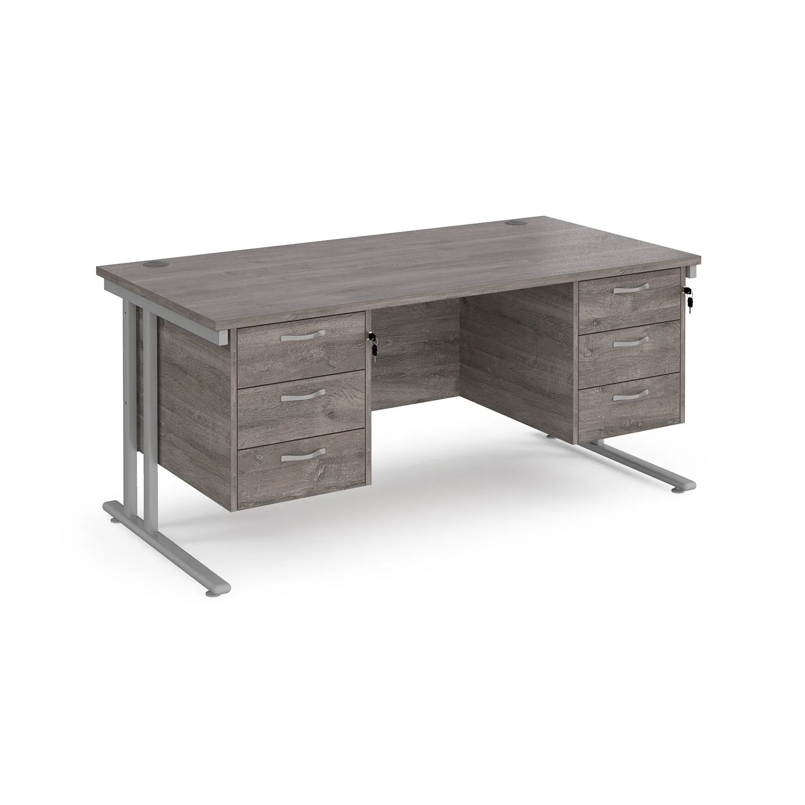 Maestro 25 cantilever 800mm deep desk with 2 x 3 drawer peds