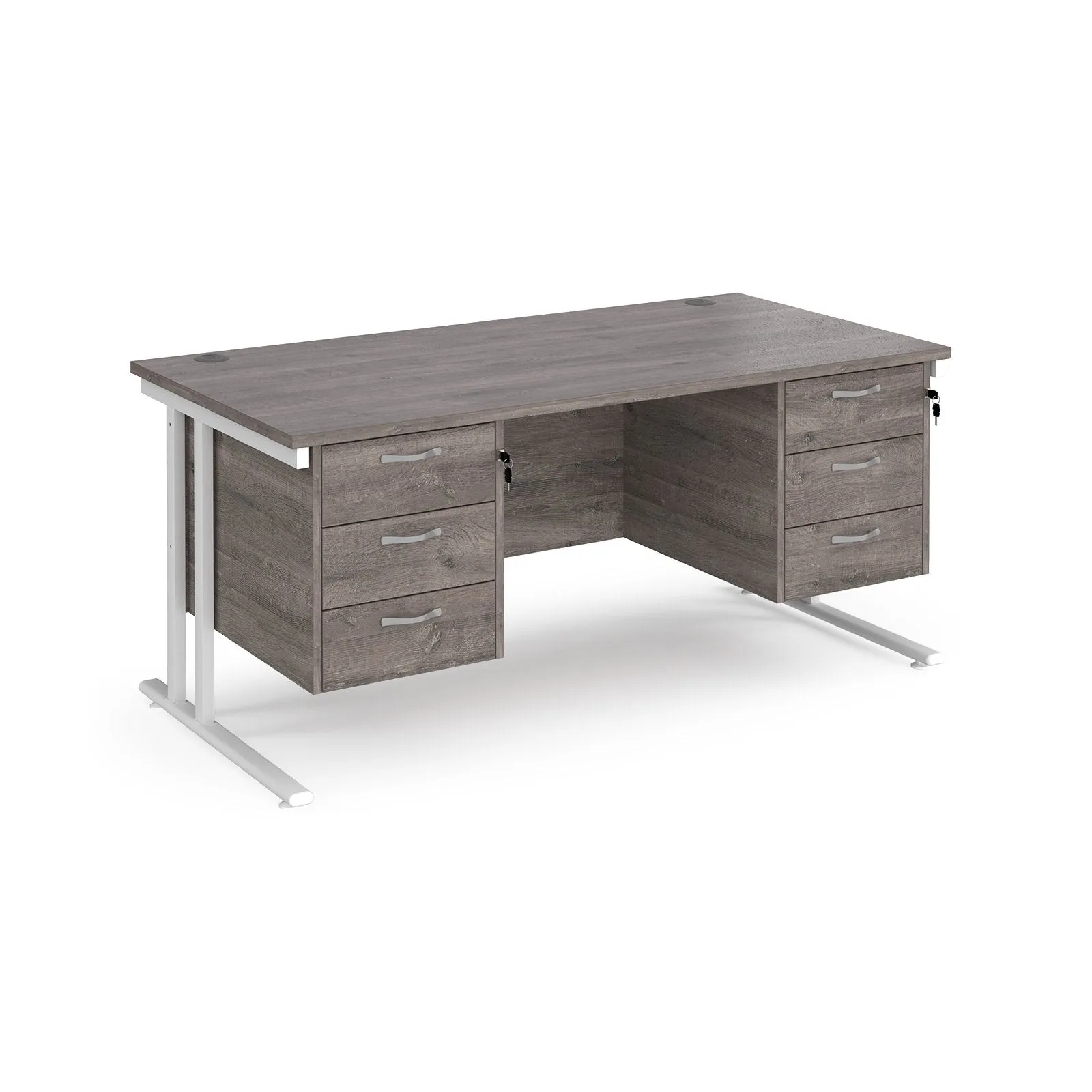 Maestro 25 cantilever 800mm deep desk with 2 x 3 drawer peds