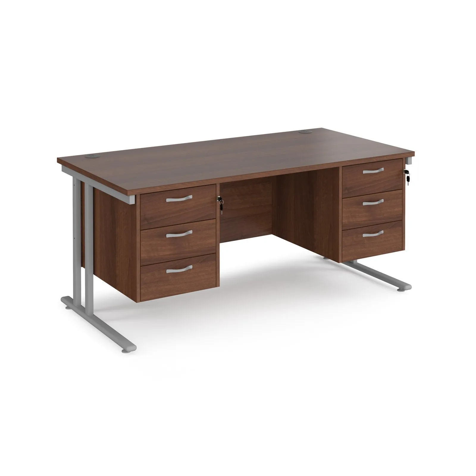 Maestro 25 cantilever 800mm deep desk with 2 x 3 drawer peds