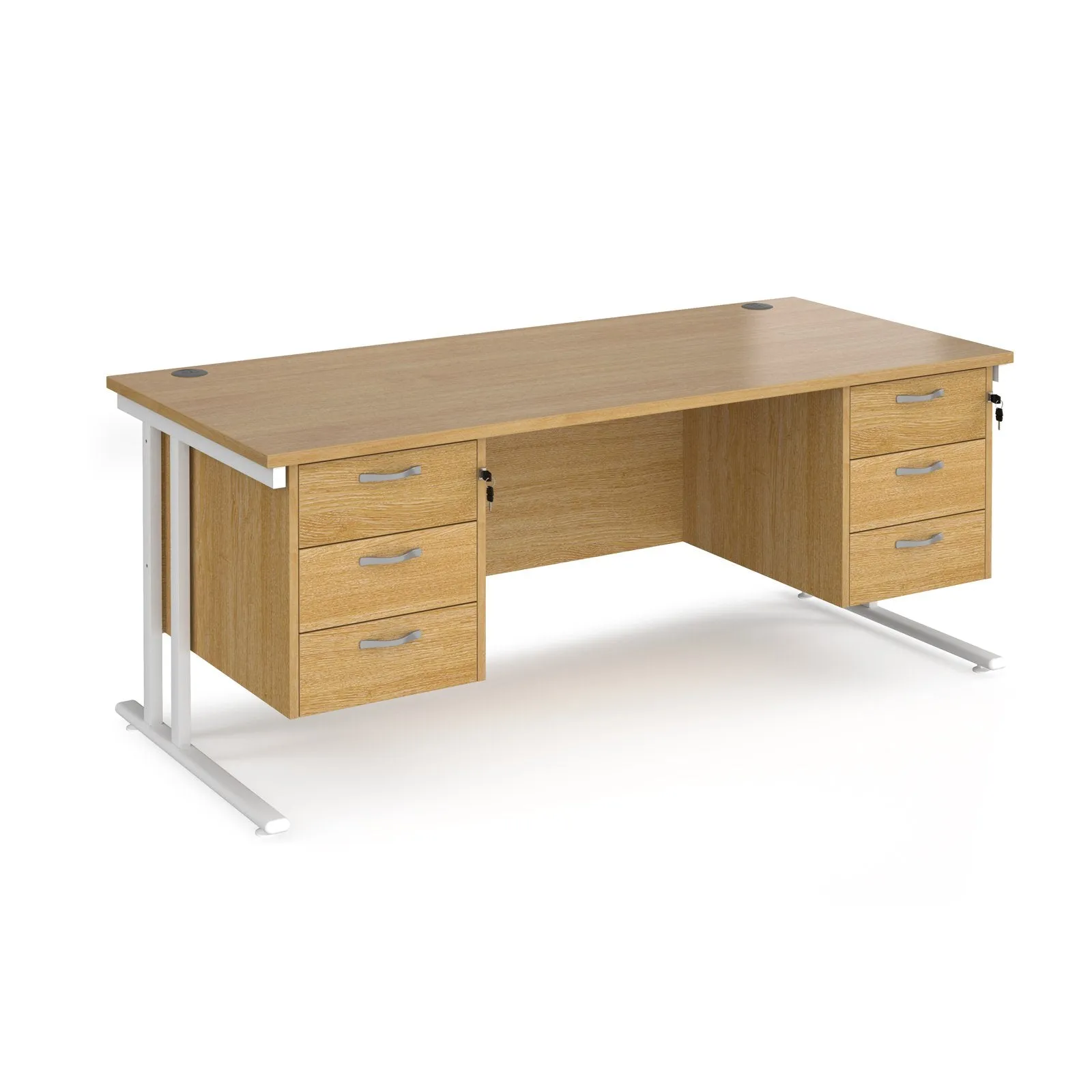 Maestro 25 cantilever 800mm deep desk with 2 x 3 drawer peds