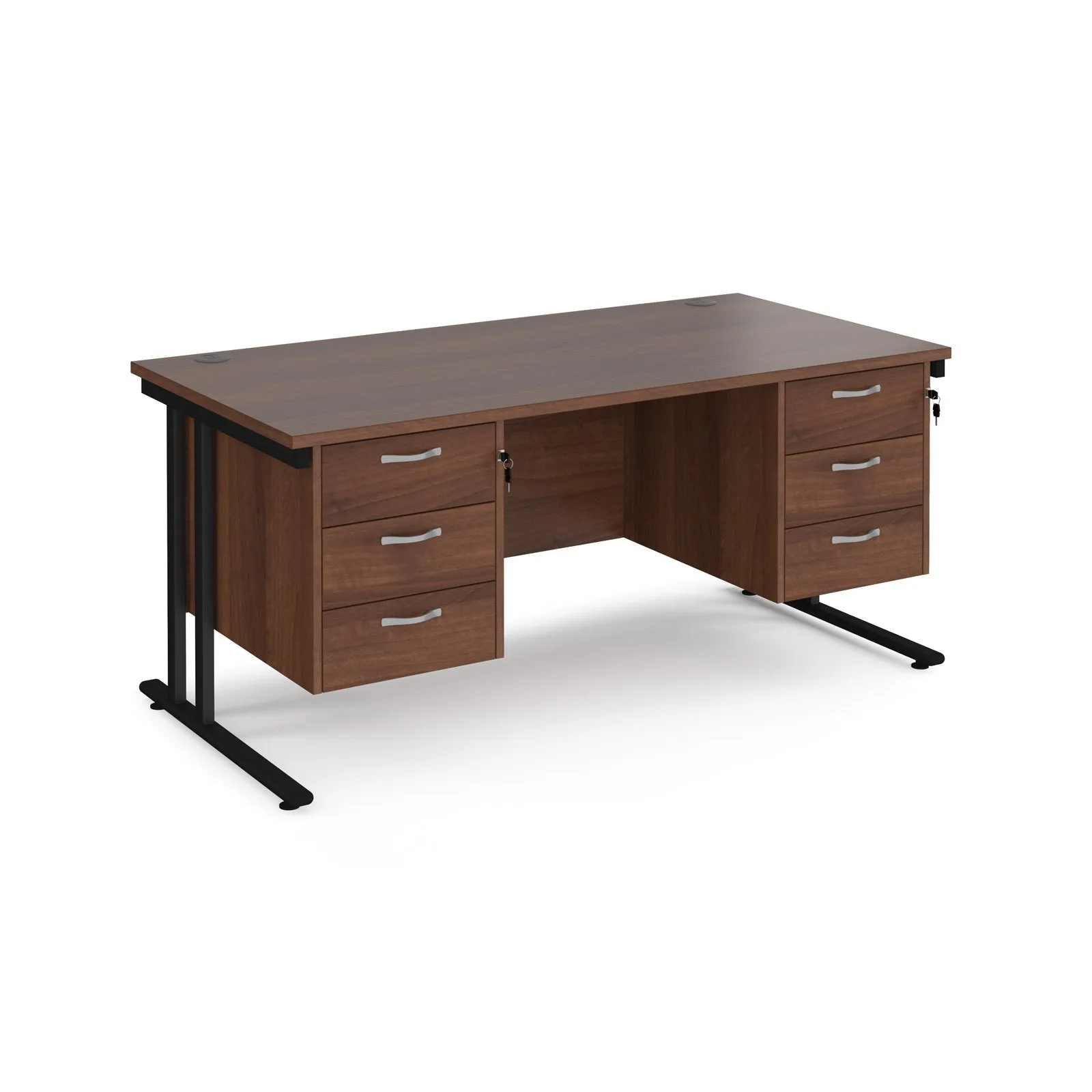 Maestro 25 cantilever 800mm deep desk with 2 x 3 drawer peds