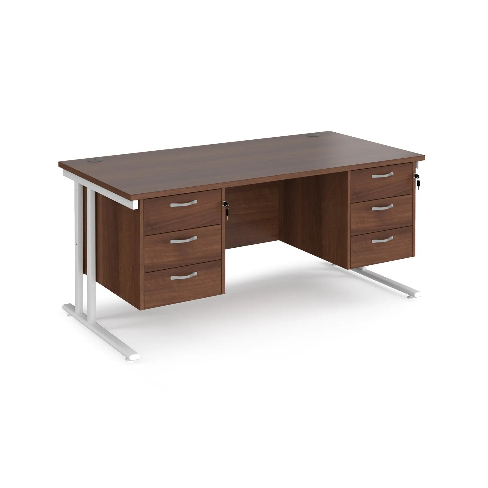 Maestro 25 cantilever 800mm deep desk with 2 x 3 drawer peds