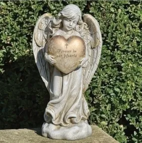 Memorial Heart Angel Indoor/Outdoor Garden Statue 12.25"