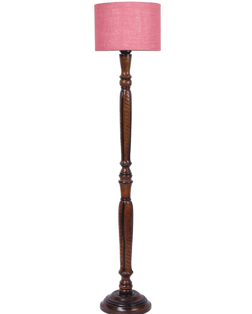 Mid Century Design Jute Shade Wooden Floor Lamp | 12 X 57 inches