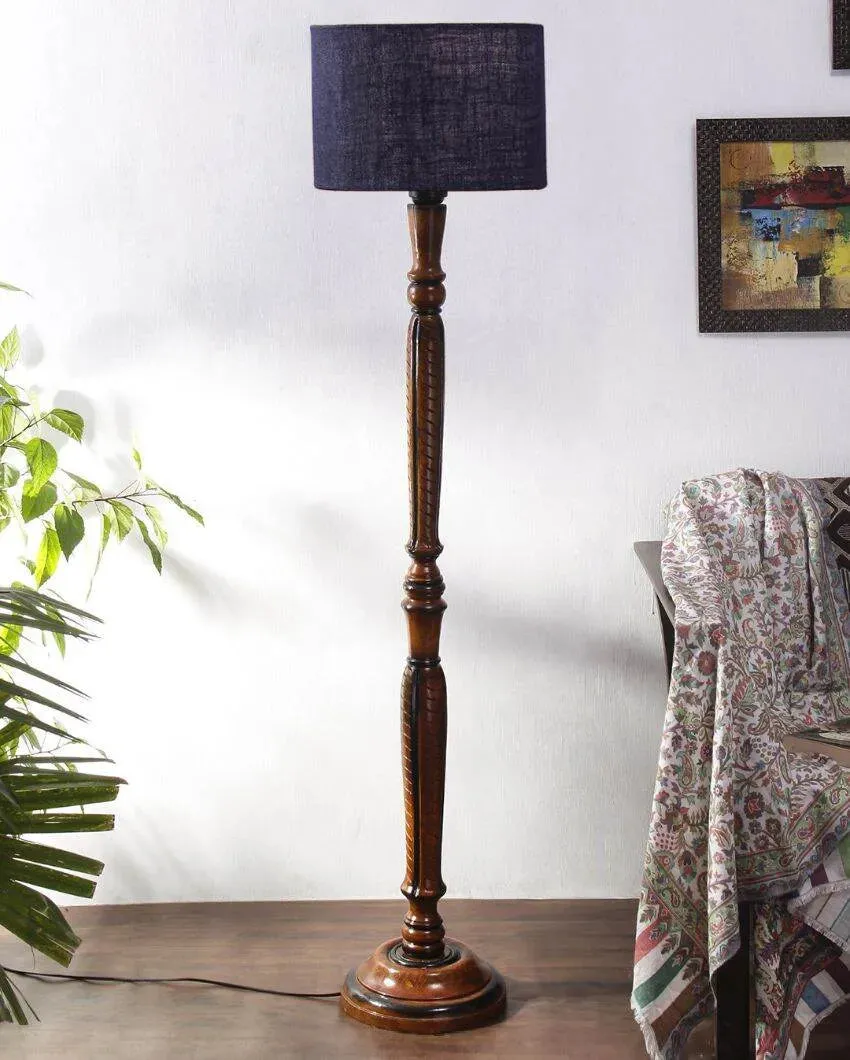 Mid Century Design Jute Shade Wooden Floor Lamp | 12 X 57 inches