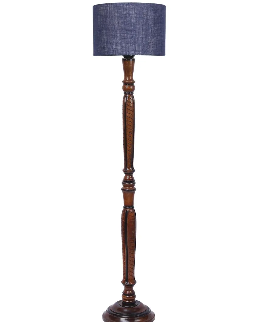 Mid Century Design Jute Shade Wooden Floor Lamp | 12 X 57 inches