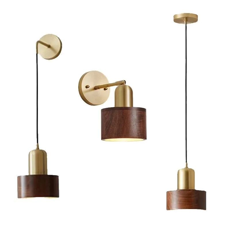 Modern Retro Walnut Wood Lamps