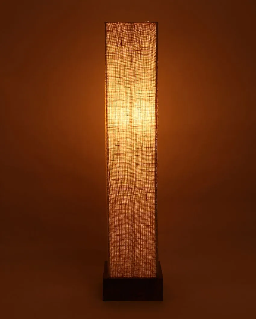 Old Fashion Jute Square Natural Wood Floor Lamp | 2.8 Feet