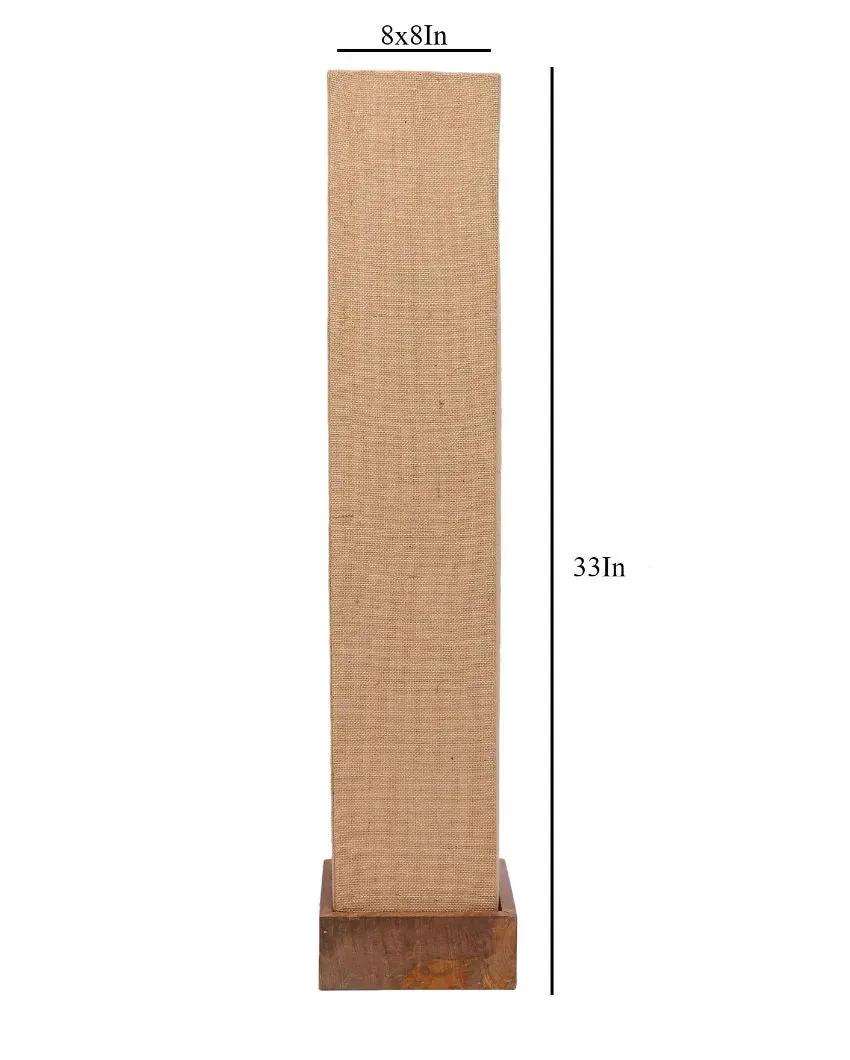Old Fashion Jute Square Natural Wood Floor Lamp | 2.8 Feet