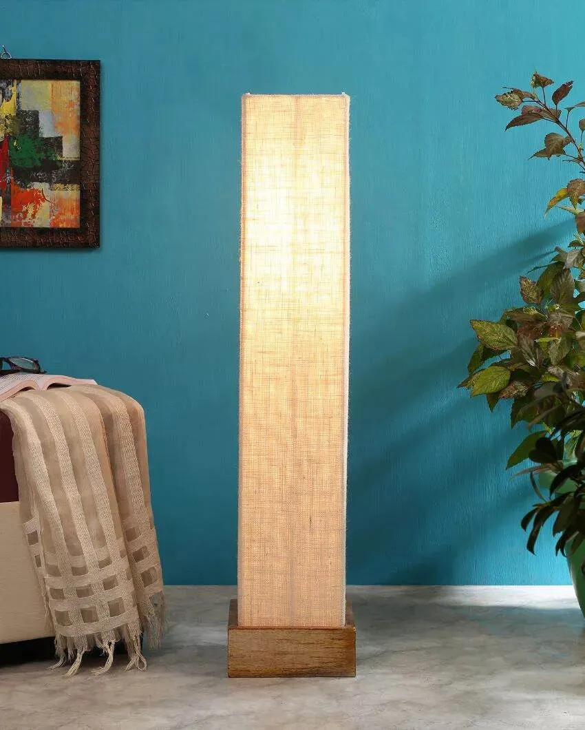 Old Fashion Jute Square Natural Wood Floor Lamp | 2.8 Feet