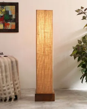 Old Fashion Jute Square Natural Wood Floor Lamp | 2.8 Feet