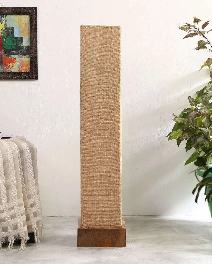 Old Fashion Jute Square Natural Wood Floor Lamp | 2.8 Feet