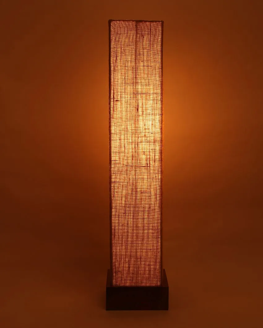 Old Fashion Jute Square Natural Wood Floor Lamp | 2.8 Feet