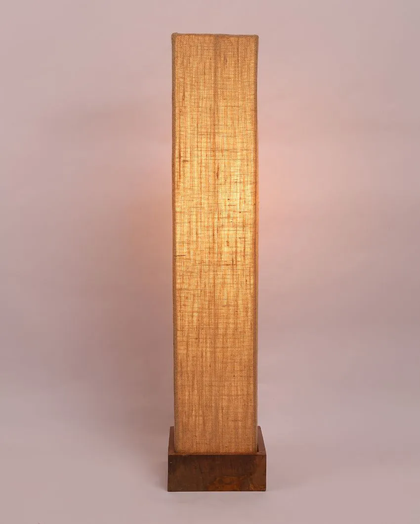 Old Fashion Jute Square Natural Wood Floor Lamp | 2.8 Feet