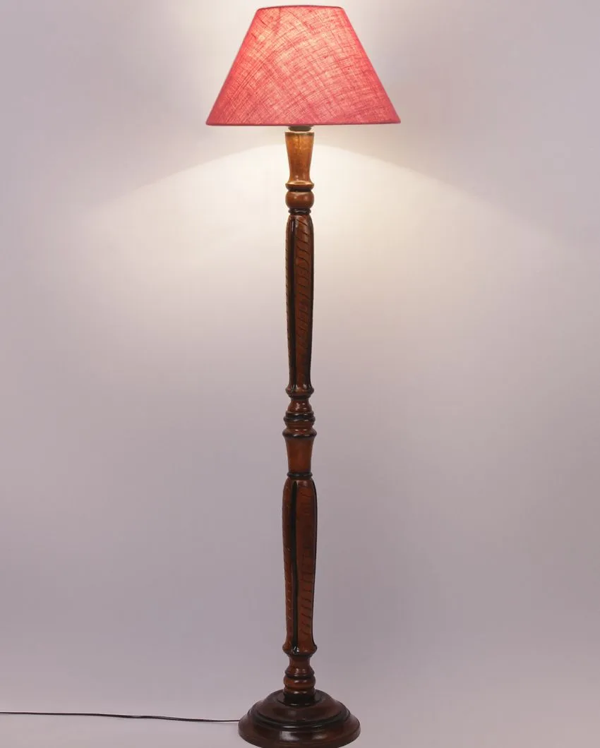 Old fashioned Jute Conical Wooden Floor Lamp | 14 X 56 inches