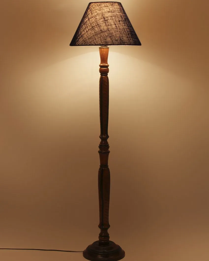 Old fashioned Jute Conical Wooden Floor Lamp | 14 X 56 inches