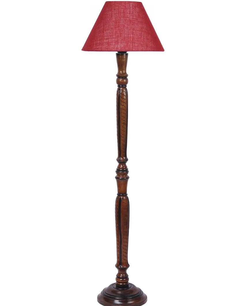 Old fashioned Jute Conical Wooden Floor Lamp | 14 X 56 inches