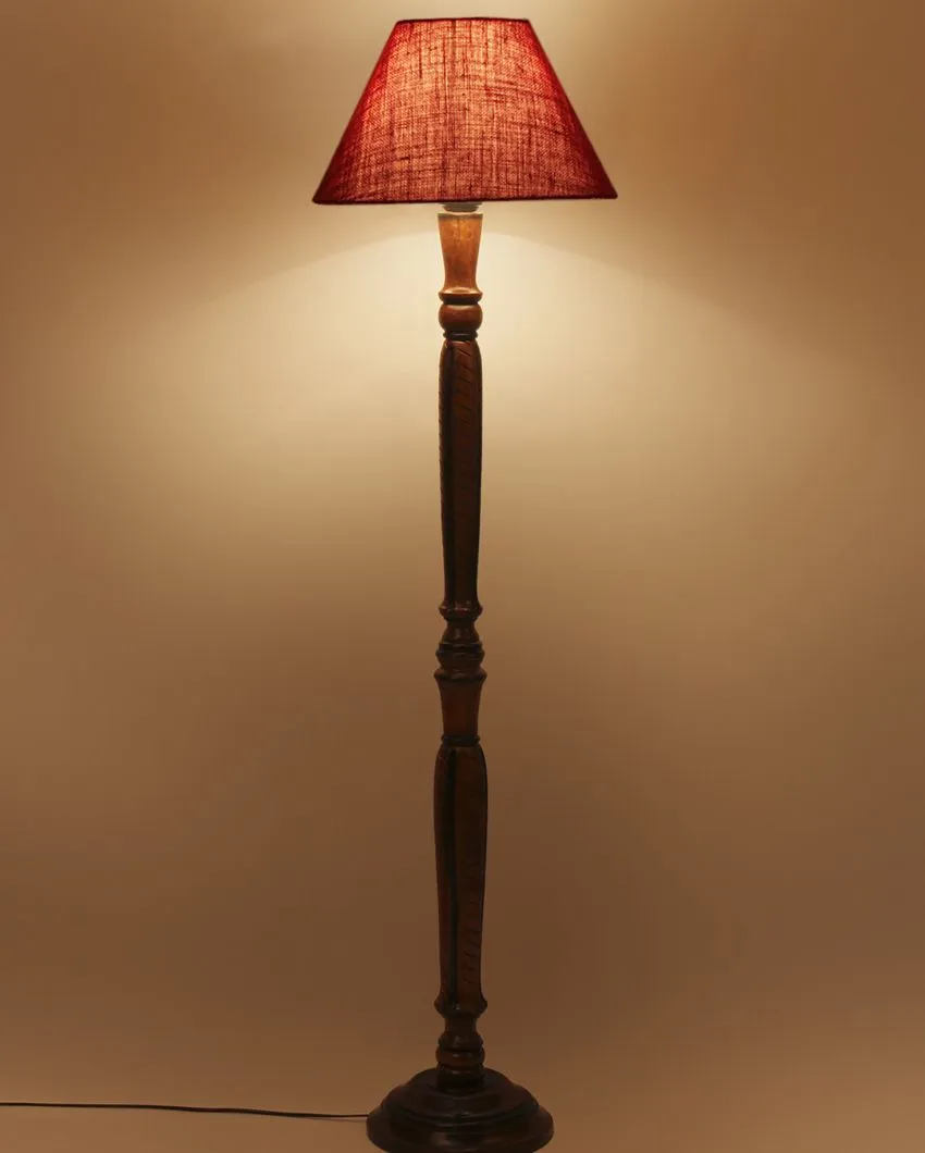 Old fashioned Jute Conical Wooden Floor Lamp | 14 X 56 inches