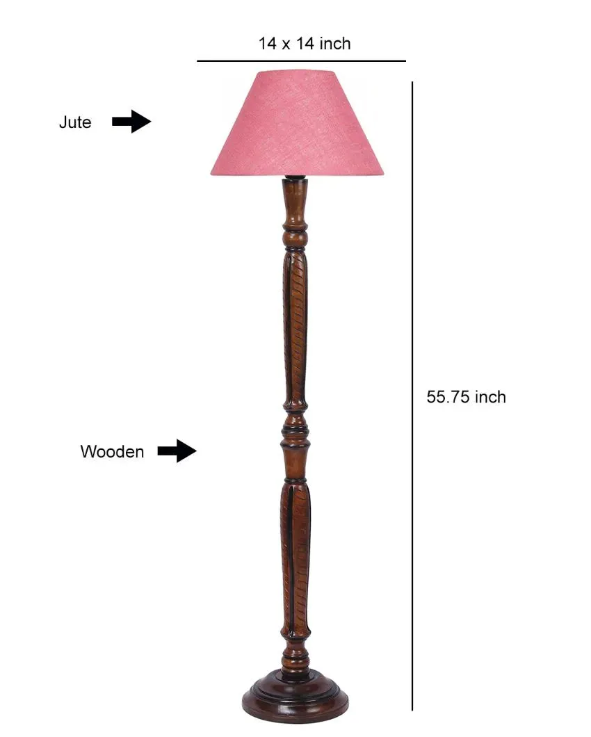 Old fashioned Jute Conical Wooden Floor Lamp | 14 X 56 inches