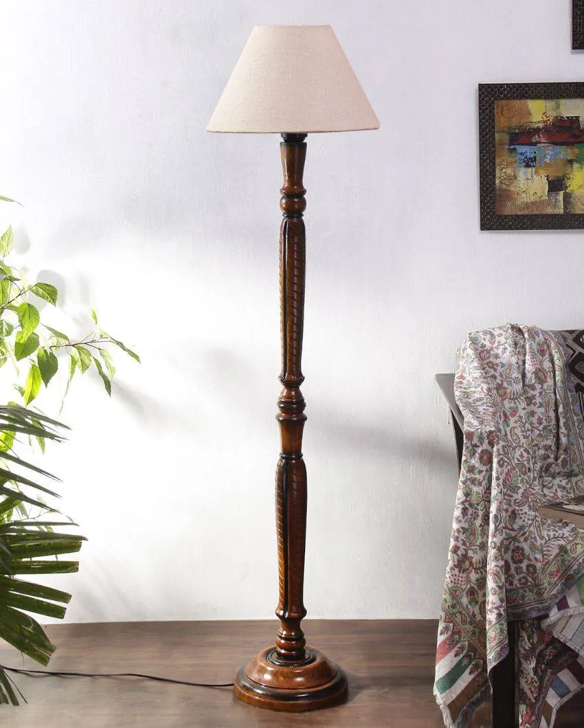Old fashioned Jute Conical Wooden Floor Lamp | 14 X 56 inches