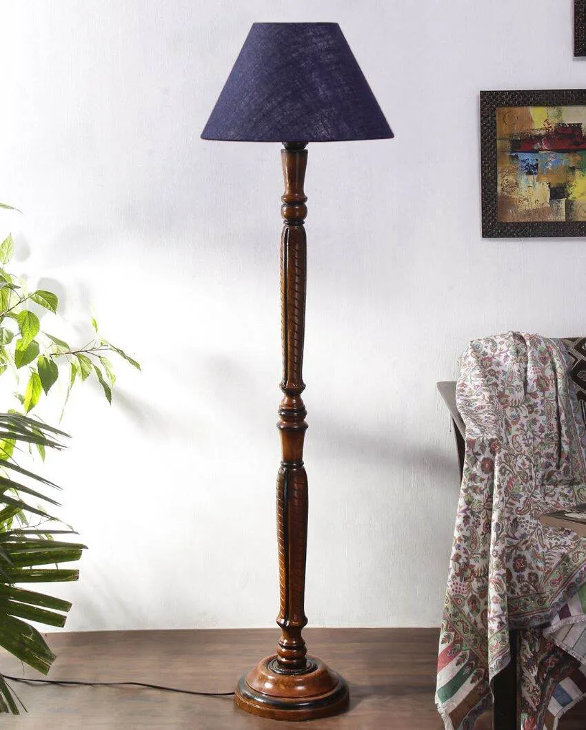 Old fashioned Jute Conical Wooden Floor Lamp | 14 X 56 inches