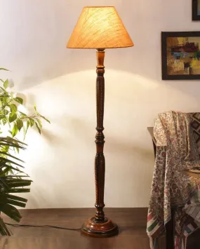 Old fashioned Jute Conical Wooden Floor Lamp | 14 X 56 inches