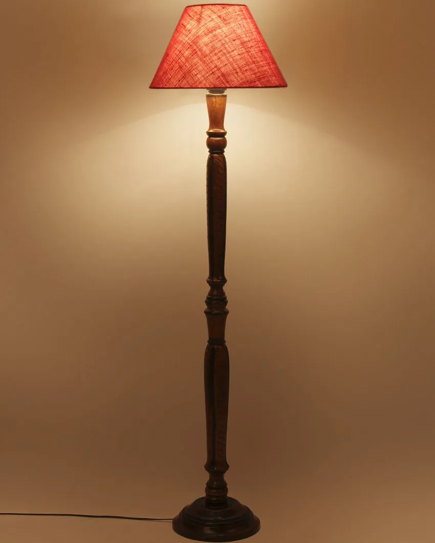 Old fashioned Jute Conical Wooden Floor Lamp | 14 X 56 inches