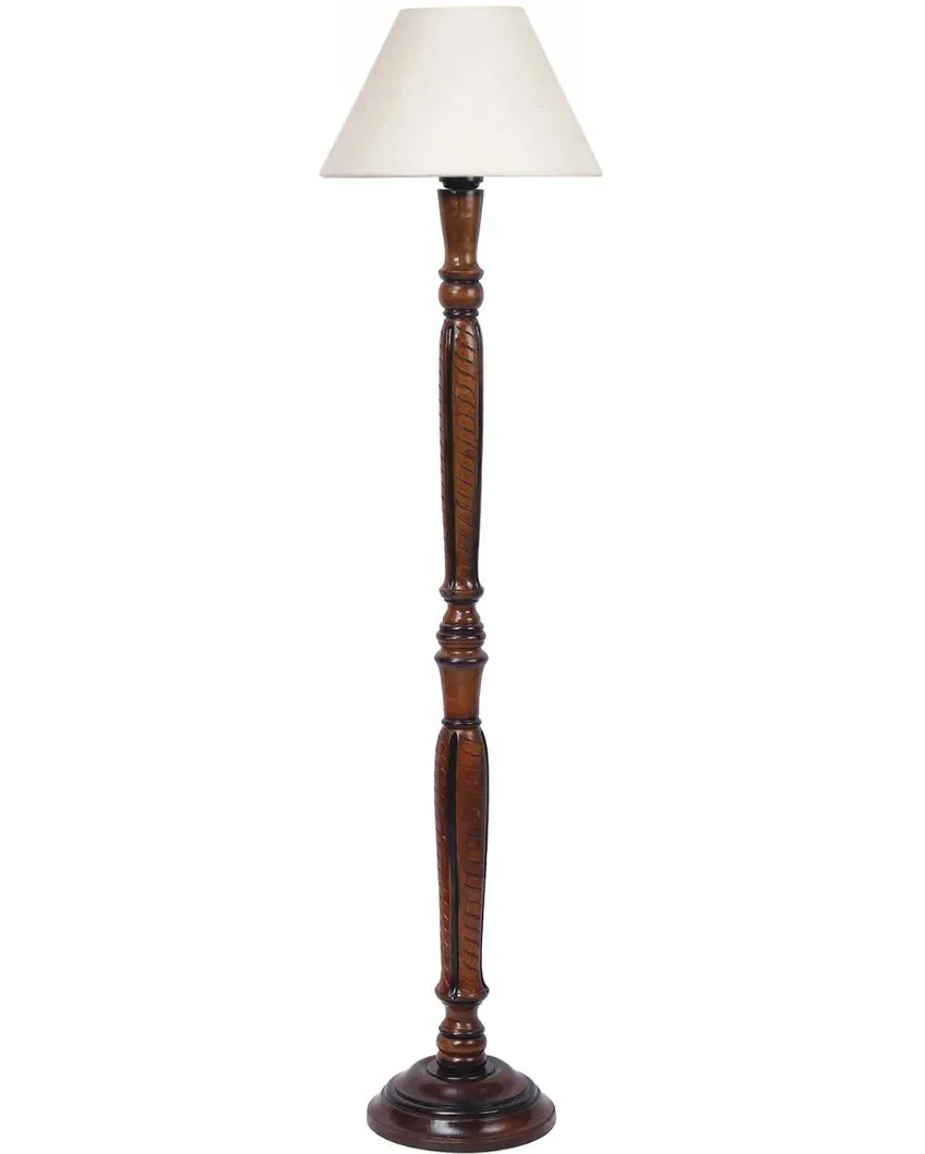 Old fashioned Jute Conical Wooden Floor Lamp | 14 X 56 inches