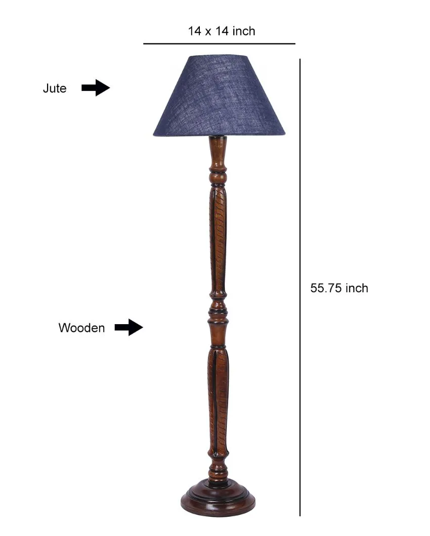 Old fashioned Jute Conical Wooden Floor Lamp | 14 X 56 inches