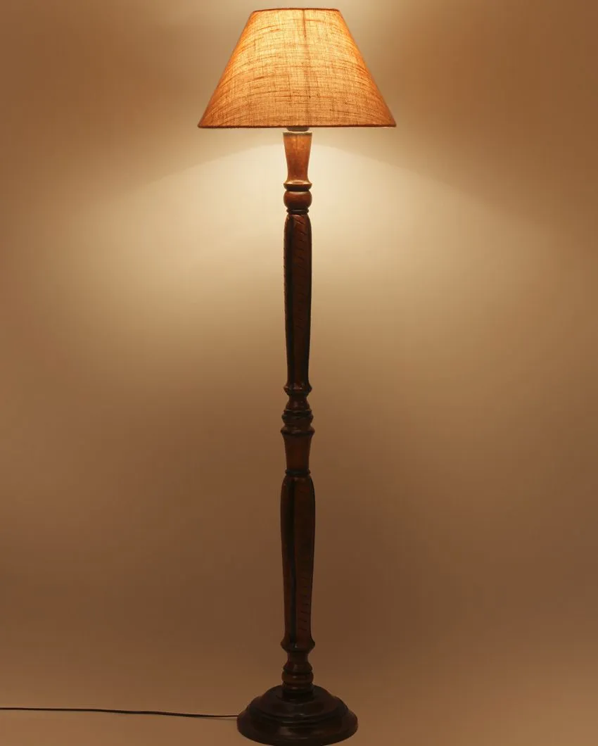 Old fashioned Jute Conical Wooden Floor Lamp | 14 X 56 inches