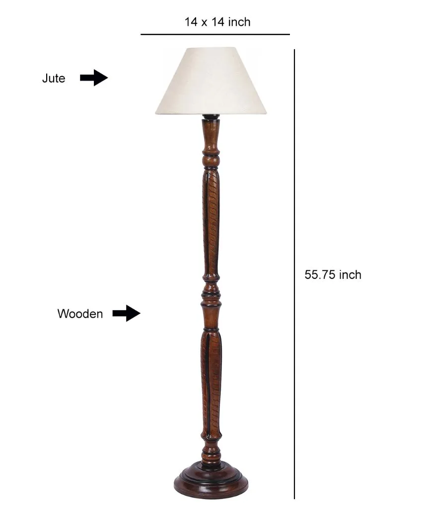 Old fashioned Jute Conical Wooden Floor Lamp | 14 X 56 inches