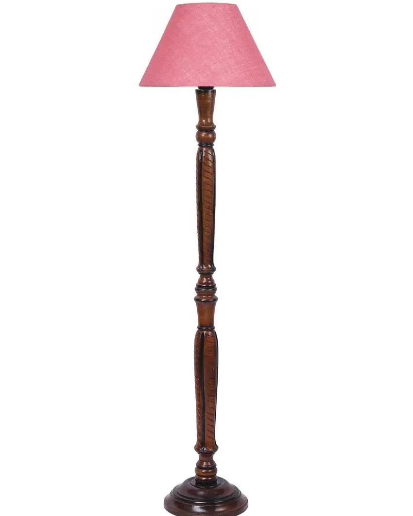 Old fashioned Jute Conical Wooden Floor Lamp | 14 X 56 inches