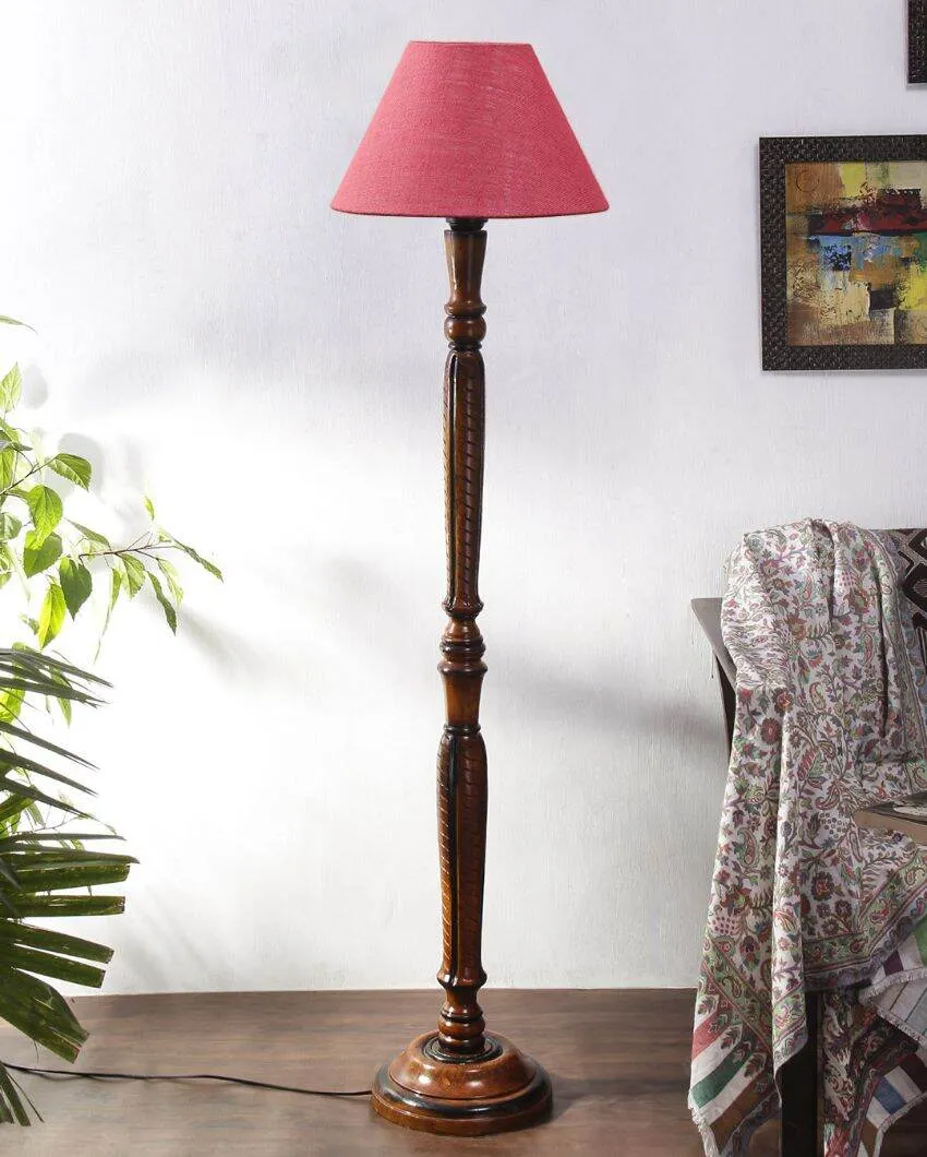 Old fashioned Jute Conical Wooden Floor Lamp | 14 X 56 inches
