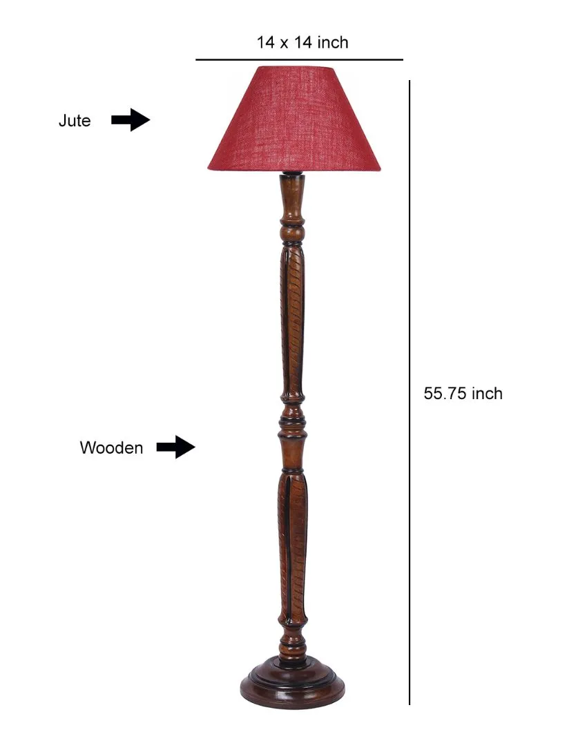 Old fashioned Jute Conical Wooden Floor Lamp | 14 X 56 inches